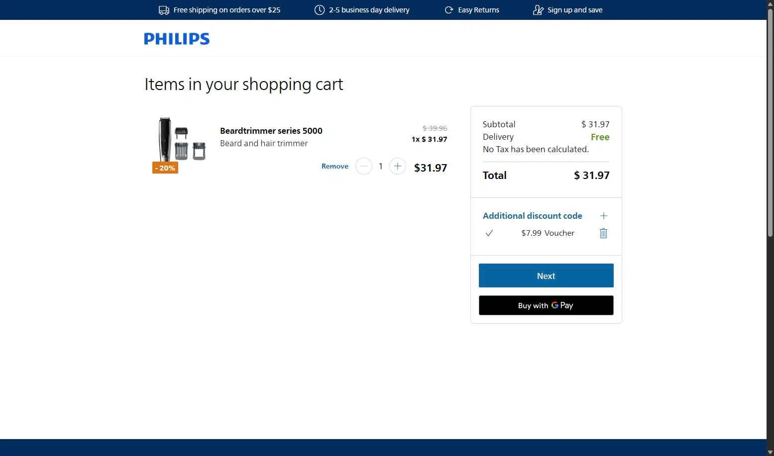 Sonicare checkout page showing Sonicare promo code box | Screenshot taken by SimplyCodes community member on Nov 9, 2025