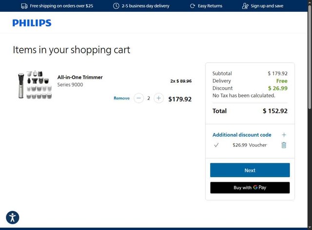 Sonicare checkout page showing Sonicare promo code box | Screenshot taken by SimplyCodes community member on Jul 9, 2025
