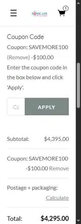 SAVEMORE100 coupon verification screenshot