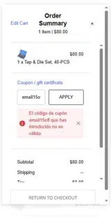 email15off coupon verification screenshot