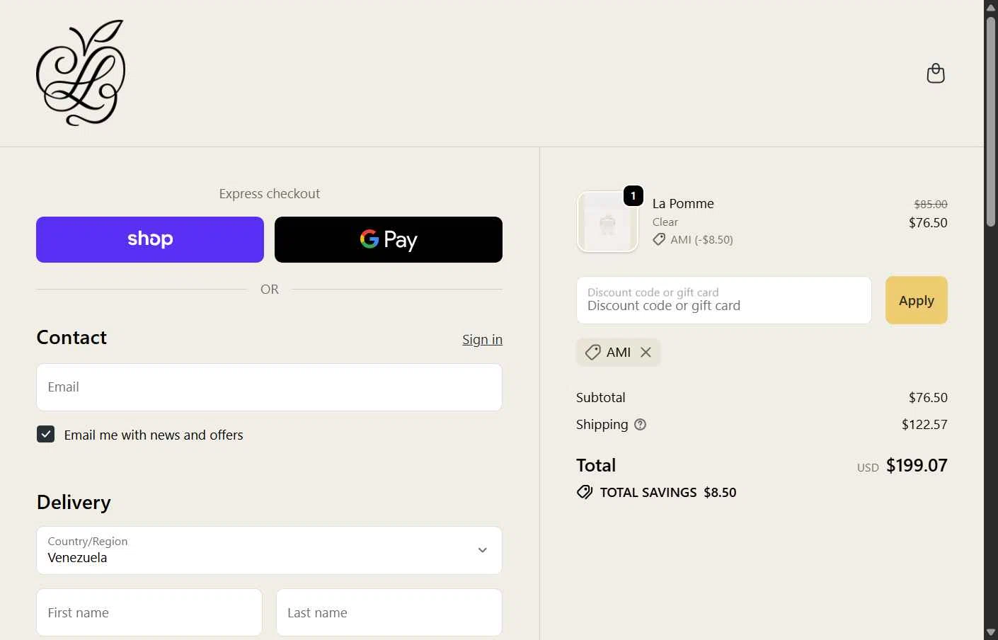 Sophie Lou Jacobsen checkout page showing Sophie Lou Jacobsen promo code box | Screenshot taken by SimplyCodes community member on Dec 5, 2025