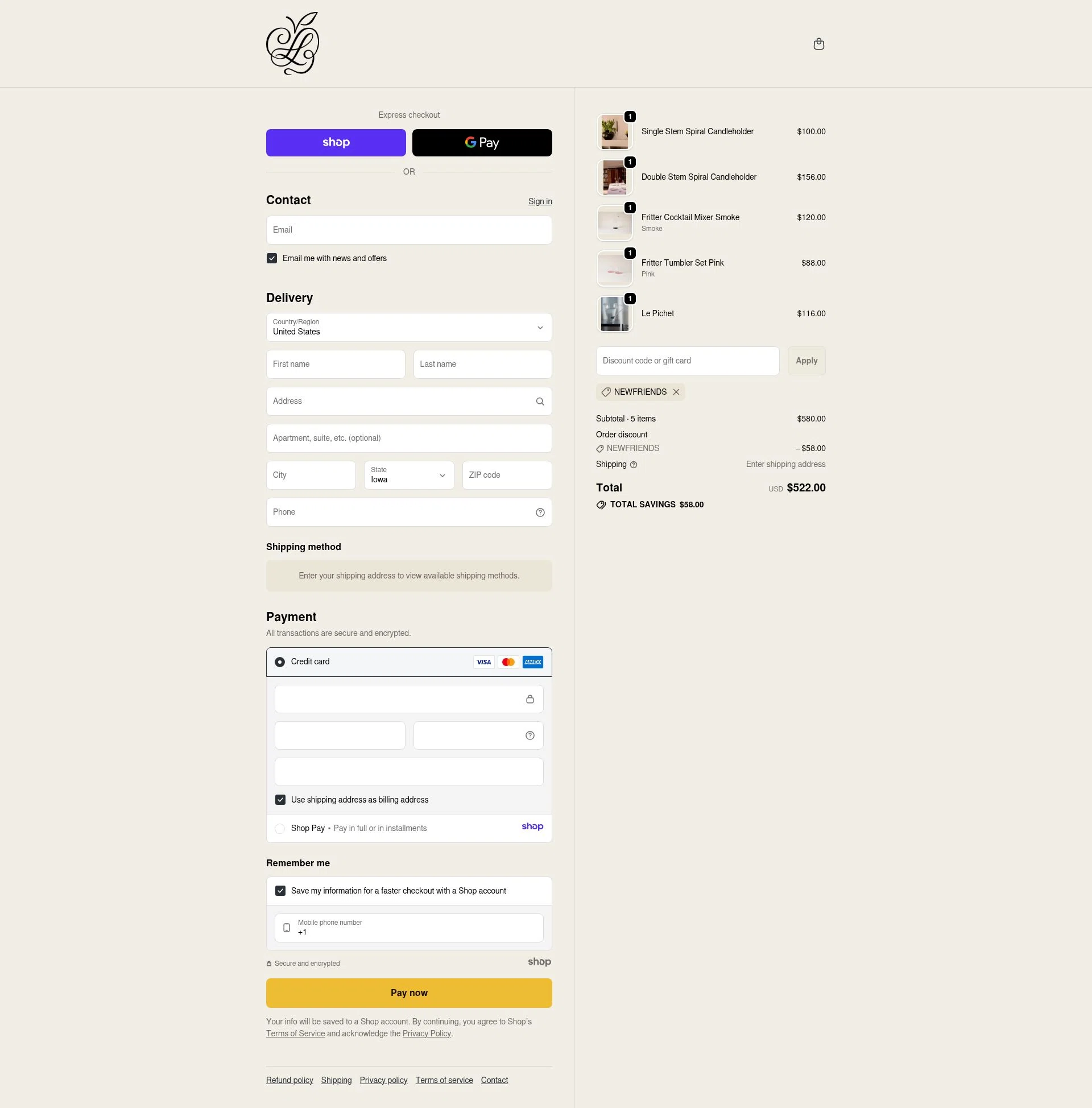 Sophie Lou Jacobsen checkout page showing Sophie Lou Jacobsen promo code box | Screenshot taken by SimplyCodes community member on Nov 30, 2025