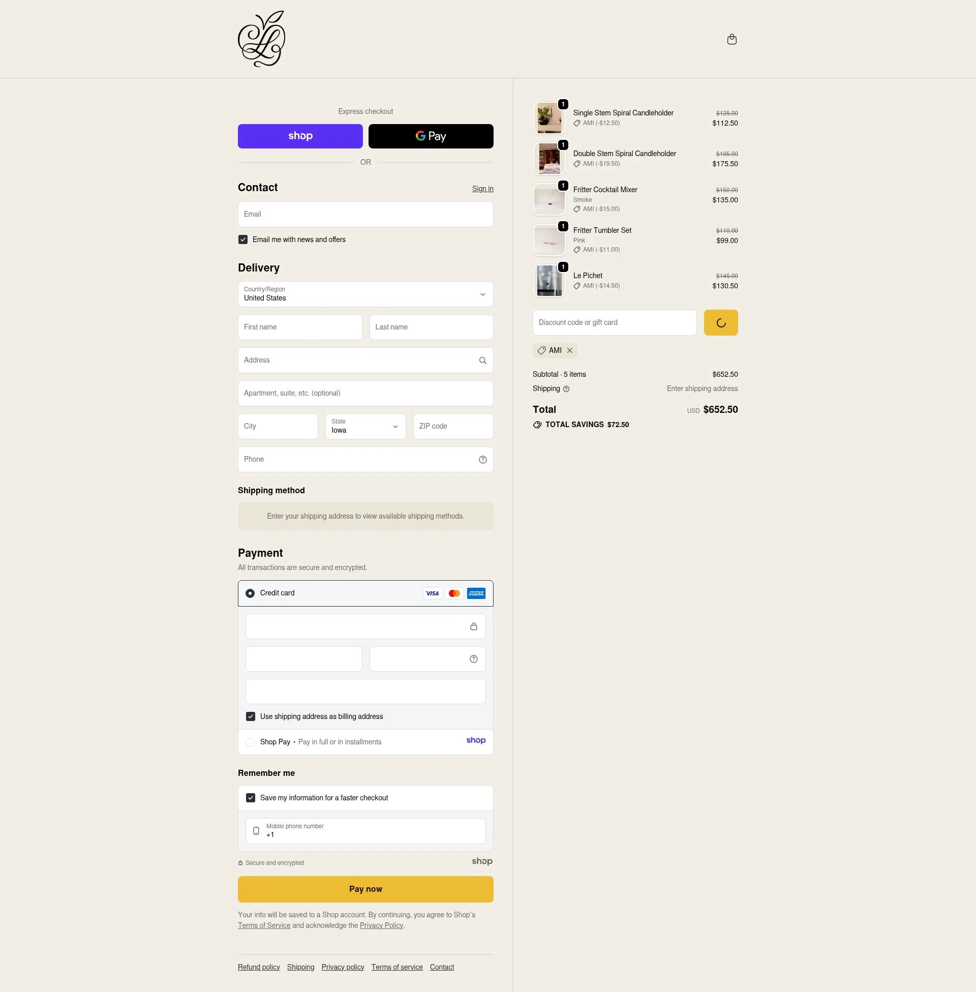 Sophie Lou Jacobsen checkout page showing Sophie Lou Jacobsen promo code box | Screenshot taken by SimplyCodes community member on Dec 17, 2025