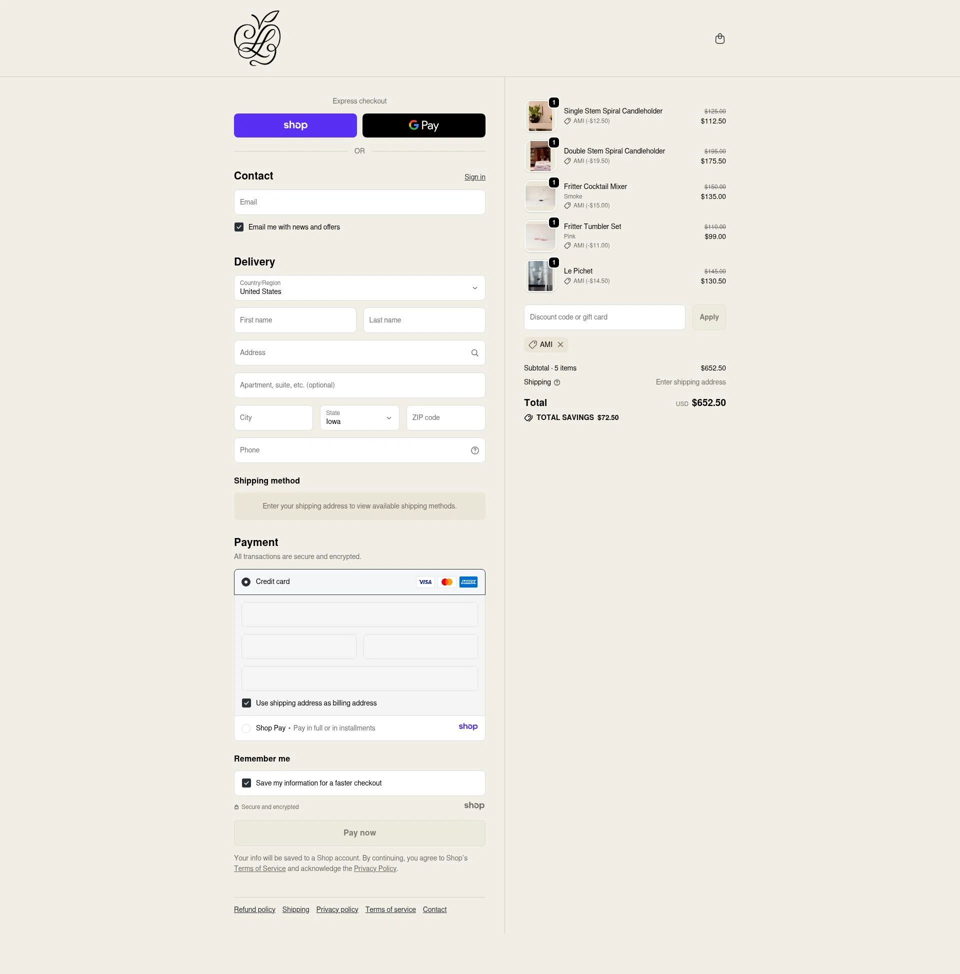 Sophie Lou Jacobsen checkout page showing Sophie Lou Jacobsen promo code box | Screenshot taken by SimplyCodes community member on Dec 11, 2025