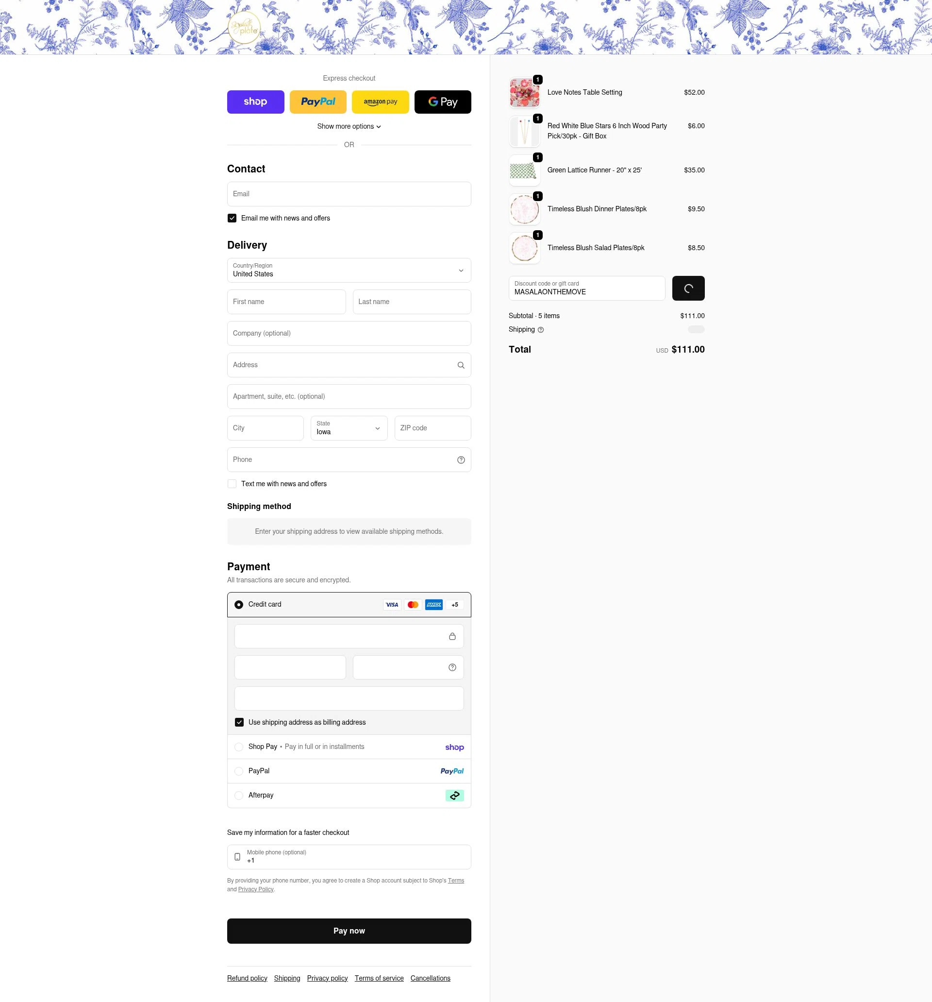 Sophistiplate checkout page showing Sophistiplate discount code box | Screenshot taken by SimplyCodes community member on Feb 4, 2026