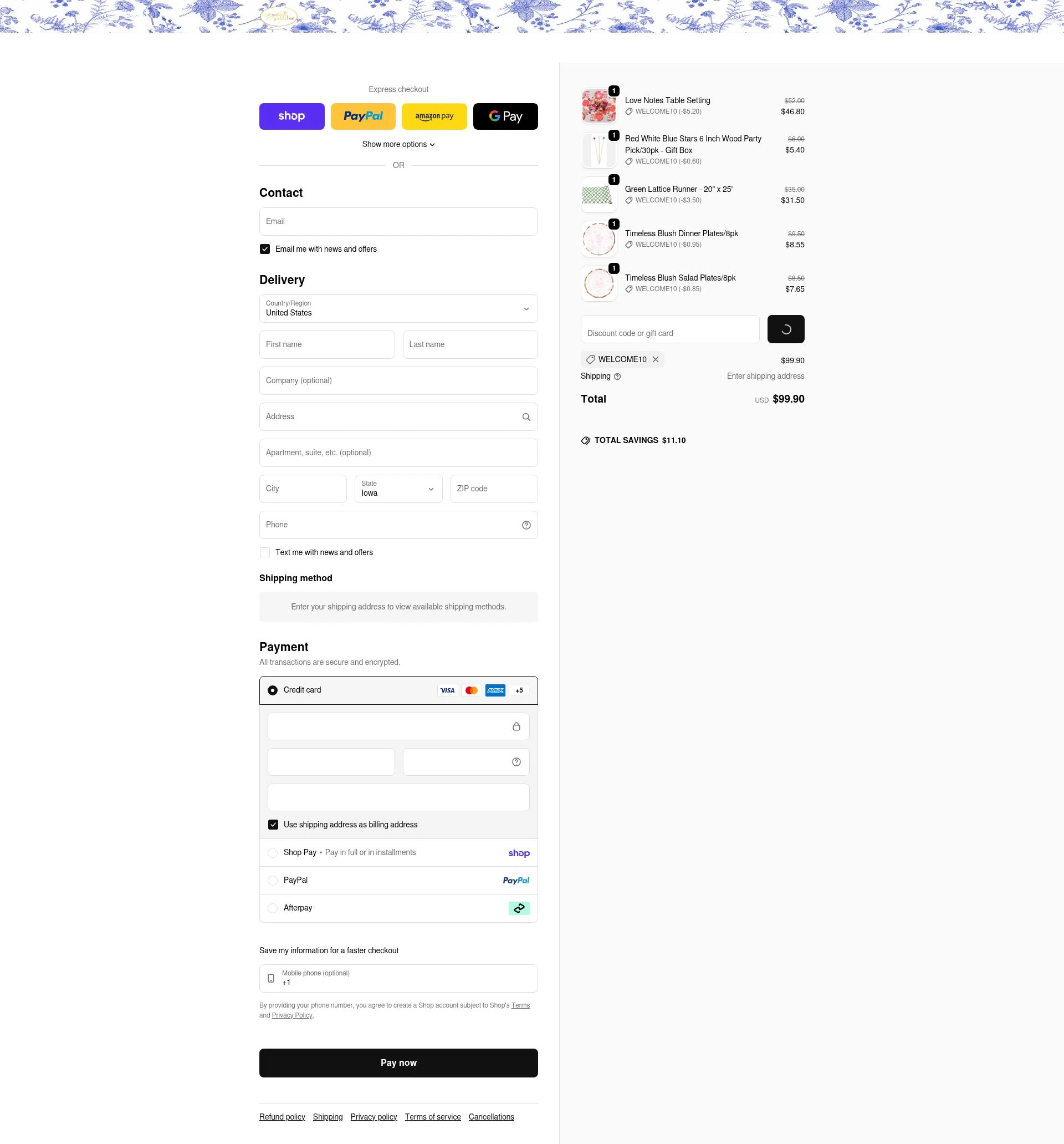 Sophistiplate checkout page showing Sophistiplate discount code box | Screenshot taken by SimplyCodes community member on Feb 4, 2026