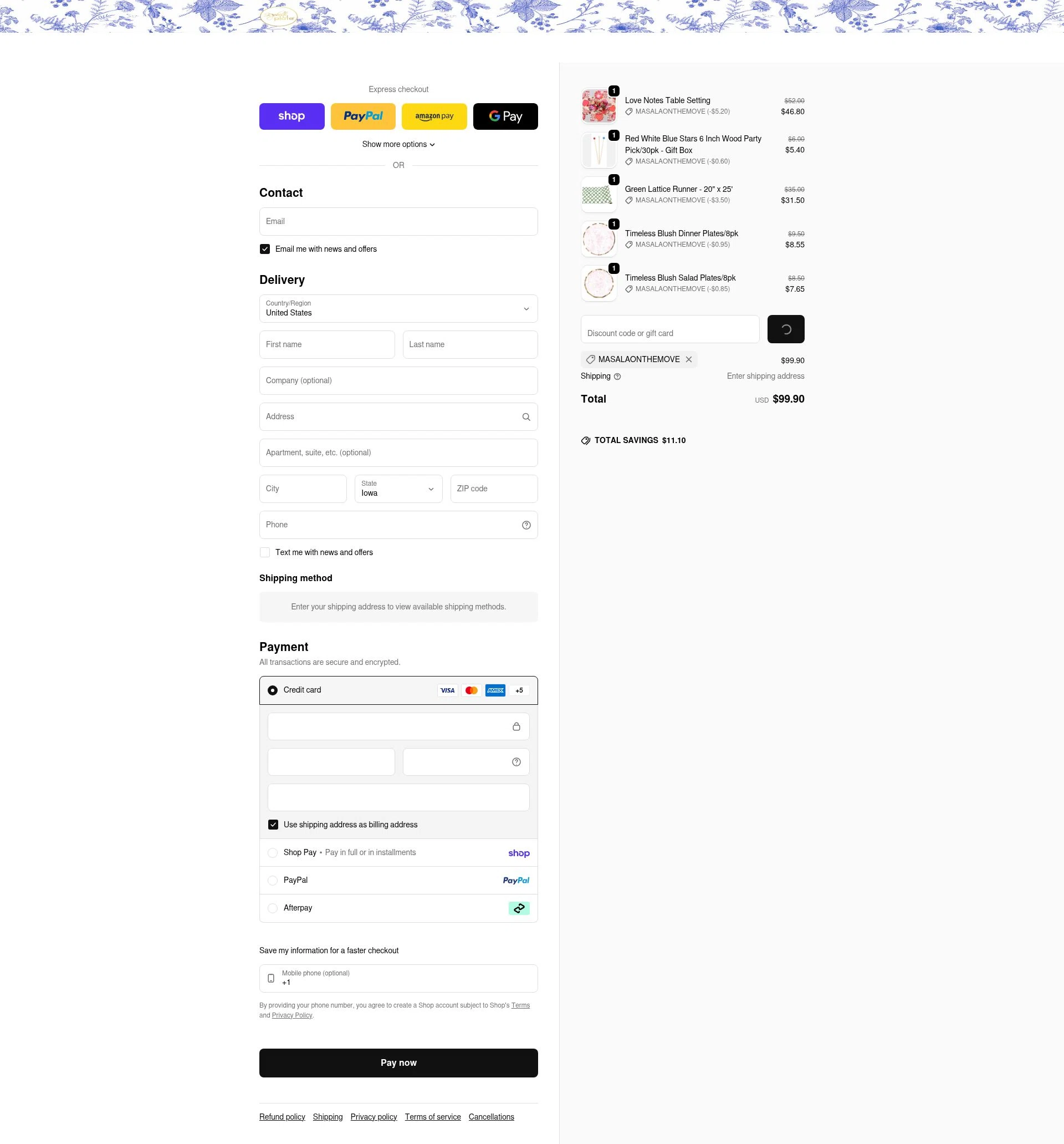 Sophistiplate checkout page showing Sophistiplate discount code box | Screenshot taken by SimplyCodes community member on Jan 31, 2026