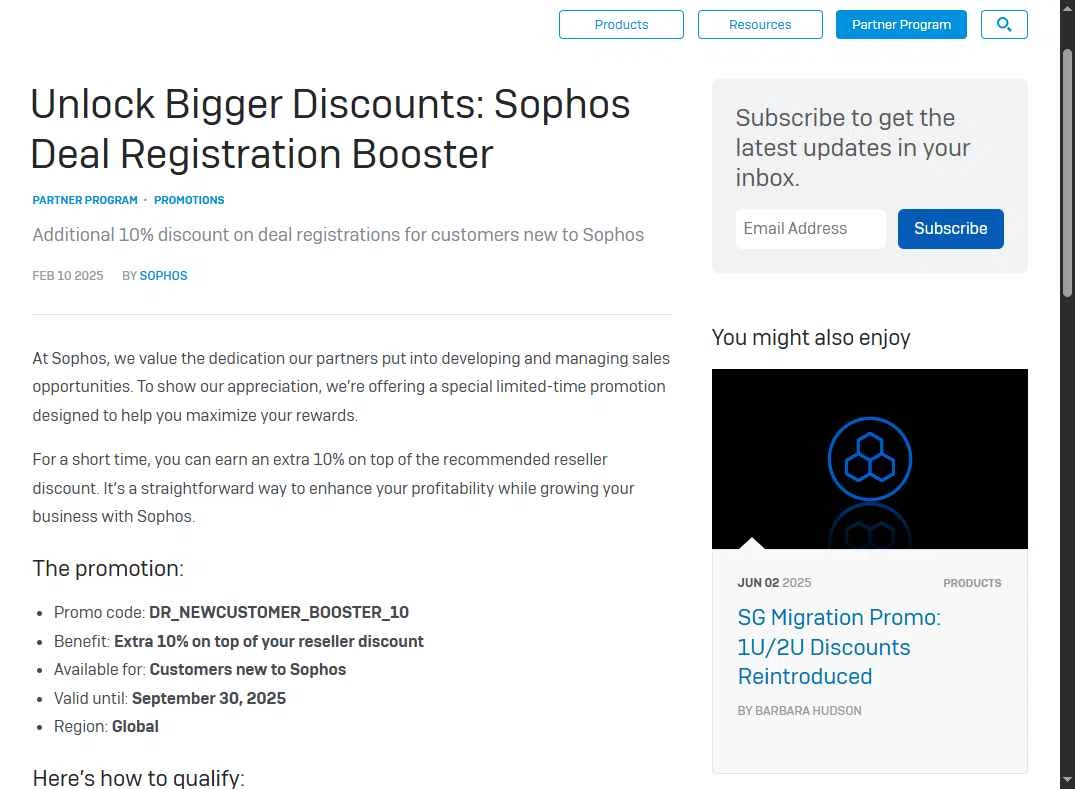 Sophos checkout page showing Sophos promo code box | Screenshot taken by SimplyCodes community member on Jun 13, 2025