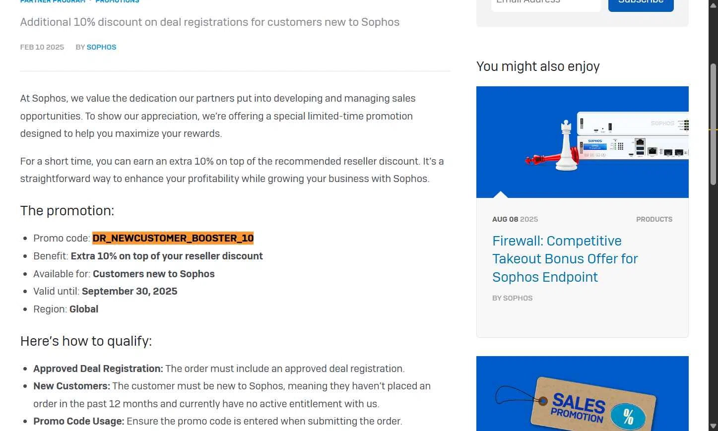 Sophos checkout page showing Sophos promo code box | Screenshot taken by SimplyCodes community member on Aug 11, 2025