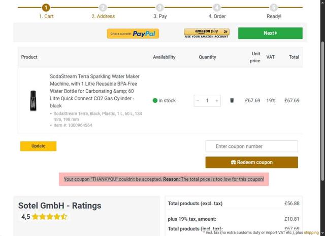 Sotel checkout page showing Sotel discount code box | Screenshot taken by SimplyCodes community member on Apr 23, 2025
