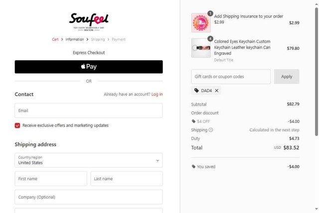 Soufeel checkout page showing Soufeel coupon code box | Screenshot taken by SimplyCodes community member on Aug 22, 2025