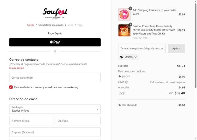 Soufeel checkout page showing Soufeel coupon code box | Screenshot taken by SimplyCodes community member on Aug 30, 2025