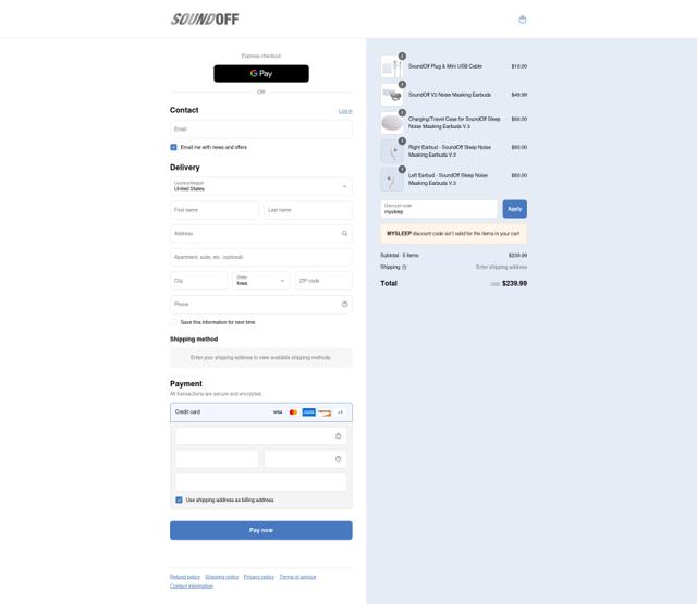 SoundOff checkout page showing SoundOff coupon code box | Screenshot taken by SimplyCodes community member on Jul 4, 2025