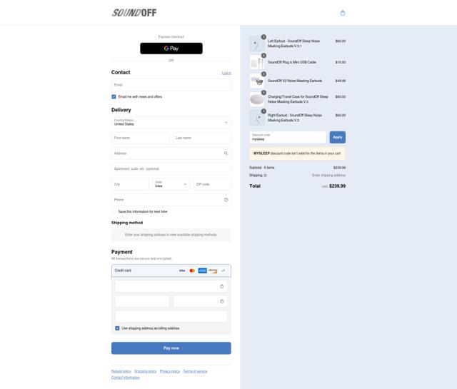 SoundOff checkout page showing SoundOff coupon code box | Screenshot taken by SimplyCodes community member on Jul 19, 2025