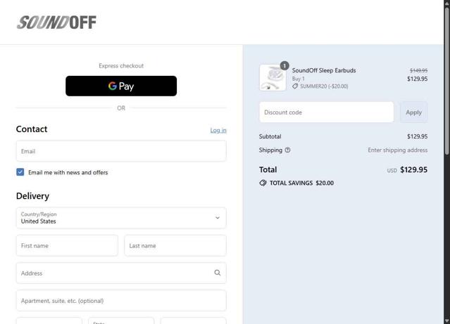 SoundOff checkout page showing SoundOff coupon code box | Screenshot taken by SimplyCodes community member on Aug 13, 2025