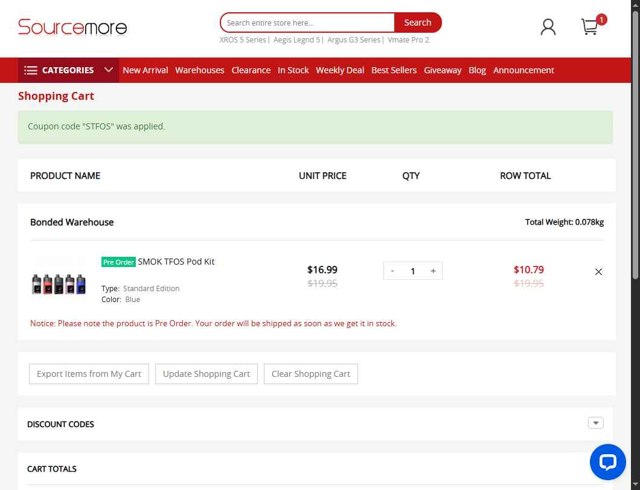 Sourcemore checkout page showing Sourcemore coupon code box | Screenshot taken by SimplyCodes community member on Sep 5, 2025