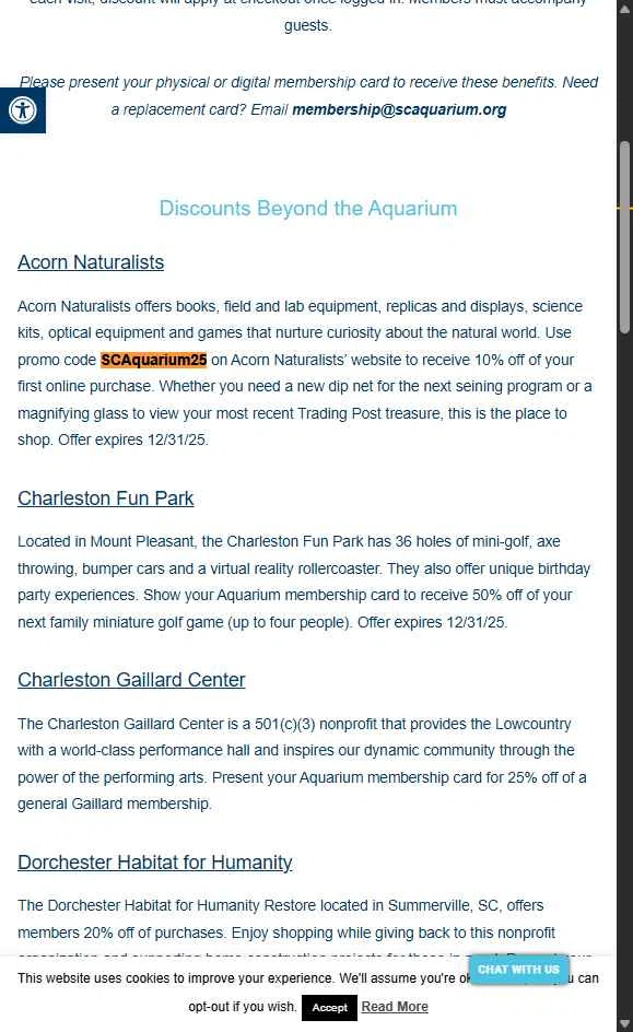 South Carolina Aquarium checkout page showing South Carolina Aquarium discount code box | Screenshot taken by SimplyCodes community member on Oct 15, 2025