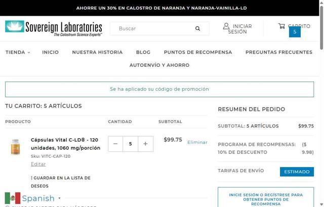 Sovereign Laboratories checkout page showing Sovereign Laboratories coupon code box | Screenshot taken by SimplyCodes community member on Jun 7, 2025
