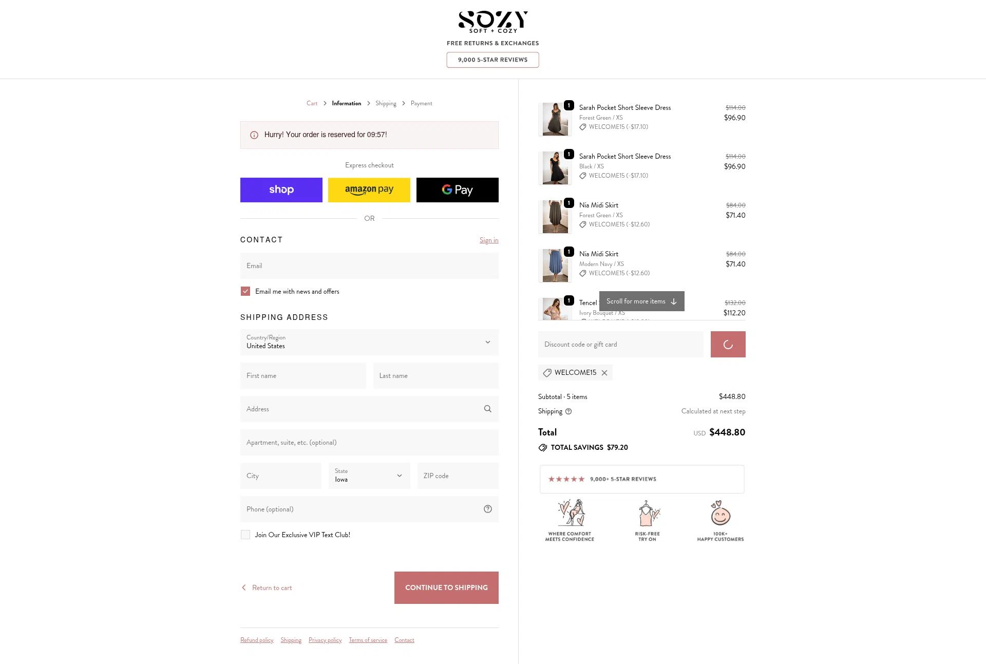 Sozy checkout page showing Sozy discount code box | Screenshot taken by SimplyCodes community member on Feb 4, 2026