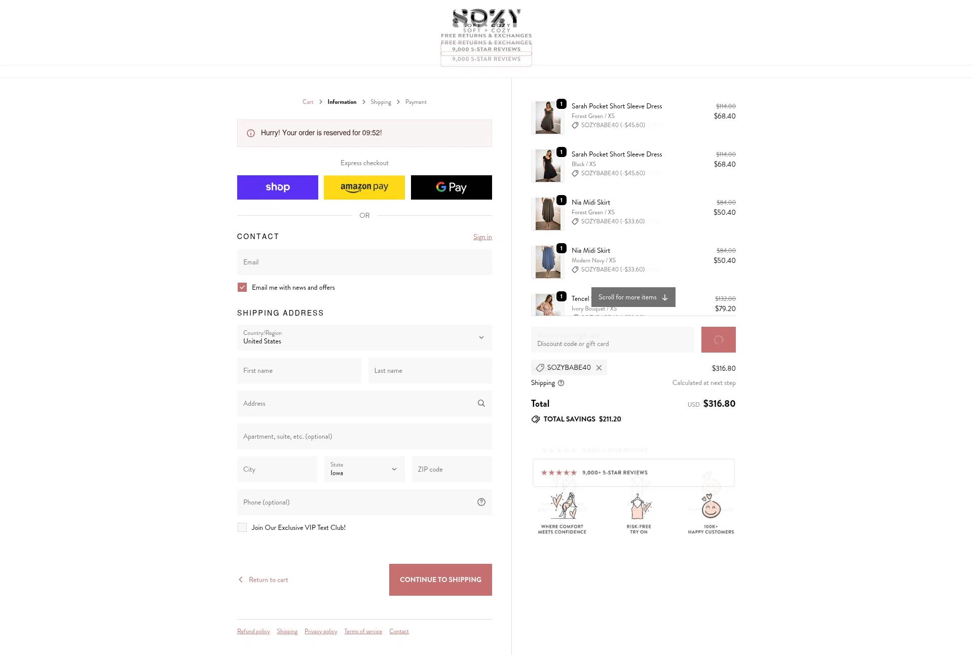 Sozy checkout page showing Sozy discount code box | Screenshot taken by SimplyCodes community member on Feb 4, 2026
