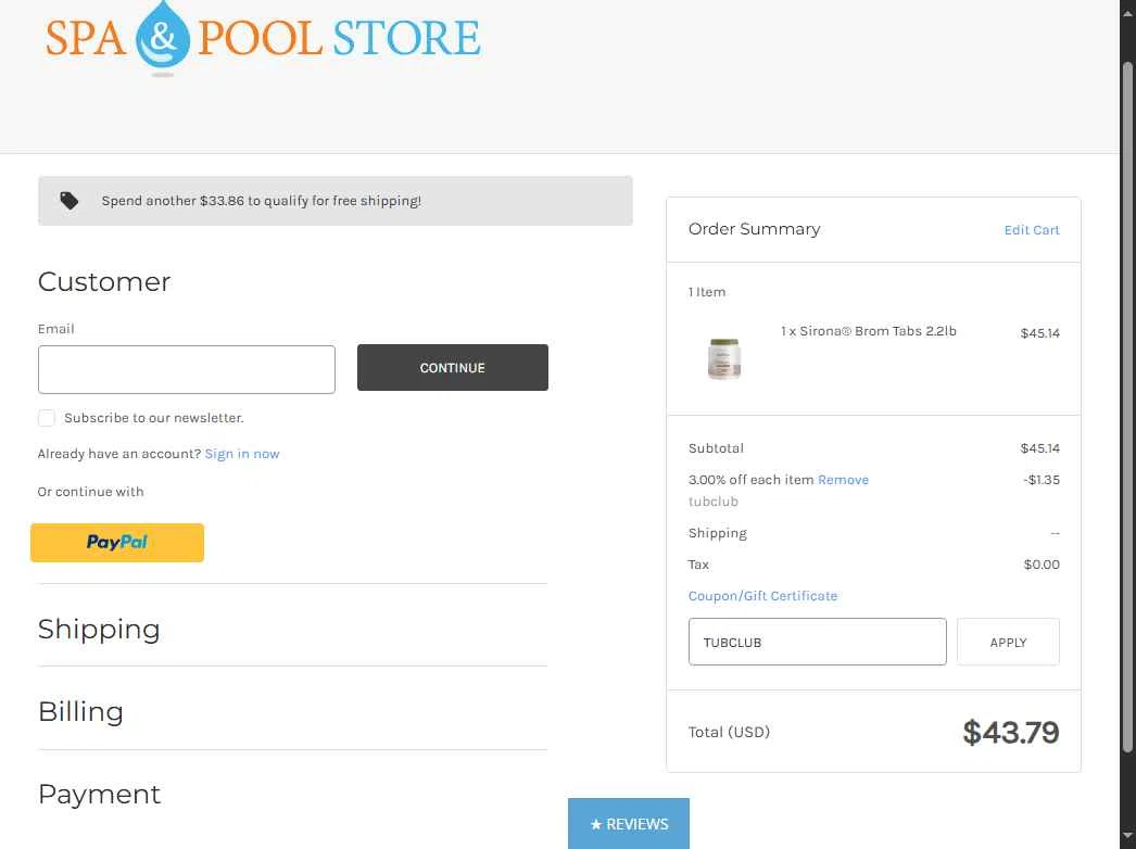 Spa and Pool checkout page showing Spa and Pool promo code box | Screenshot taken by SimplyCodes community member on Oct 28, 2025