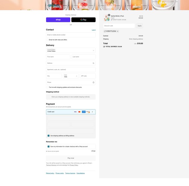Sparkel checkout page showing Sparkel promo code box | Screenshot taken by SimplyCodes community member on Sep 1, 2025