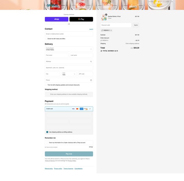 Sparkel checkout page showing Sparkel promo code box | Screenshot taken by SimplyCodes community member on Sep 1, 2025