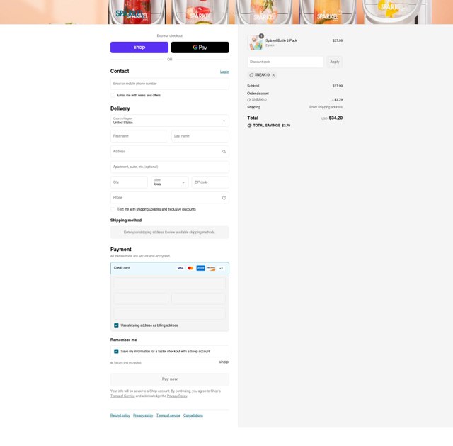 Sparkel checkout page showing Sparkel promo code box | Screenshot taken by SimplyCodes community member on Sep 5, 2025