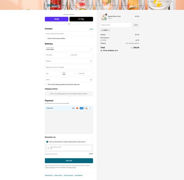 Sparkel checkout page showing Sparkel promo code box | Screenshot taken by SimplyCodes community member on Sep 5, 2025