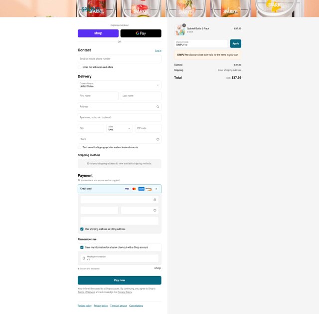 Sparkel checkout page showing Sparkel promo code box | Screenshot taken by SimplyCodes community member on Sep 5, 2025