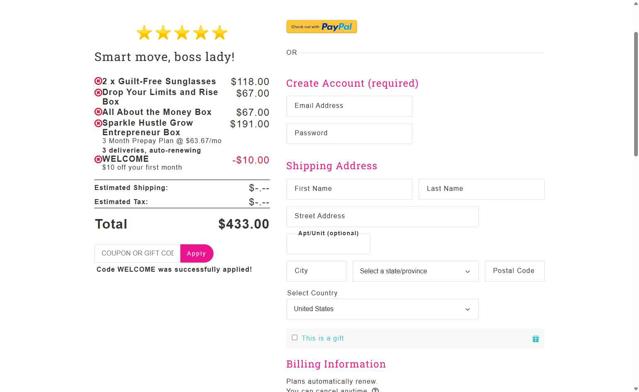 Sparkle Hustle Grow checkout page showing Sparkle Hustle Grow coupon code box | Screenshot taken by SimplyCodes community member on Sep 15, 2025