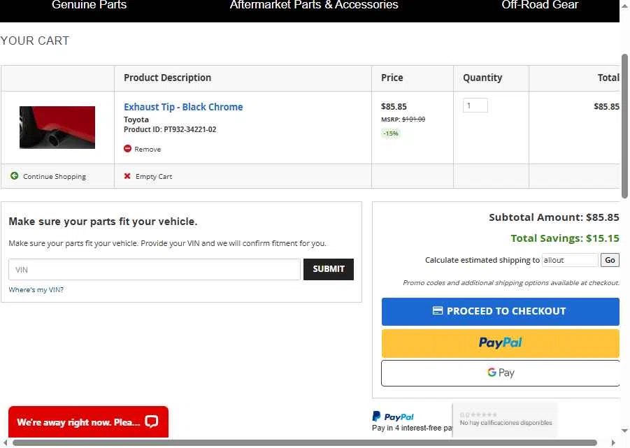 Sparks Parts checkout page showing Sparks Parts promo code box | Screenshot taken by SimplyCodes community member on Aug 8, 2025
