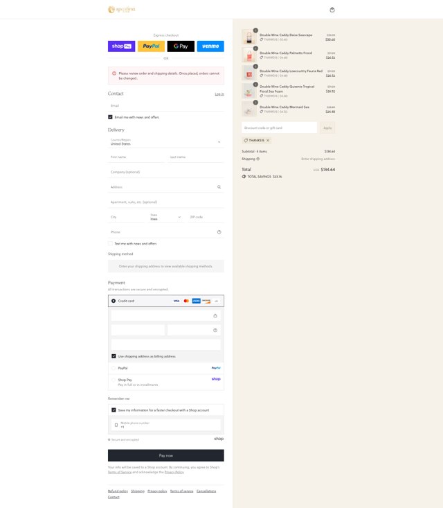 Spartina 449 checkout page showing Spartina 449 promo code box | Screenshot taken by SimplyCodes community member on Aug 17, 2025