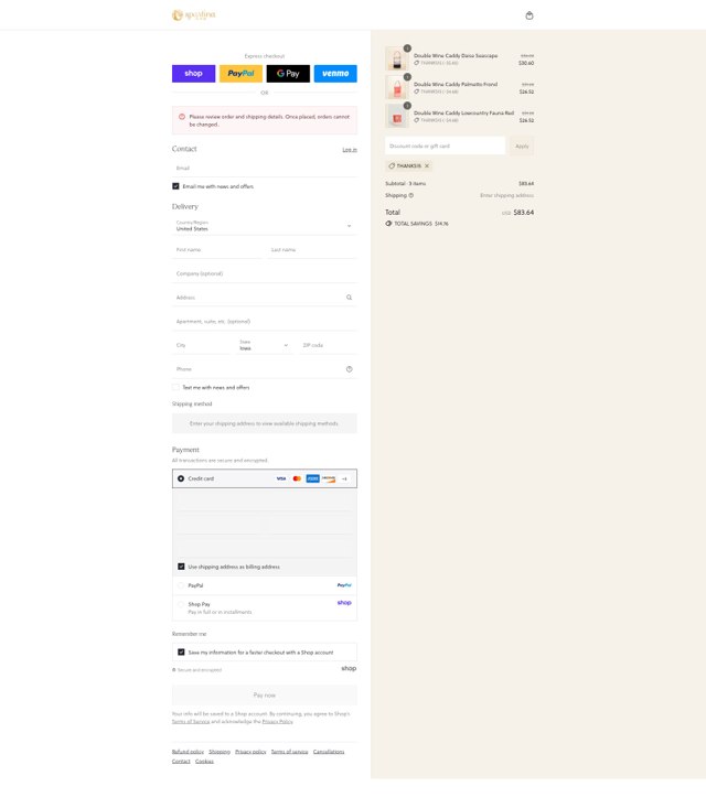 Spartina 449 checkout page showing Spartina 449 promo code box | Screenshot taken by SimplyCodes community member on Aug 30, 2025