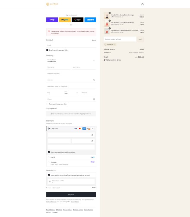 Spartina 449 checkout page showing Spartina 449 promo code box | Screenshot taken by SimplyCodes community member on Sep 4, 2025