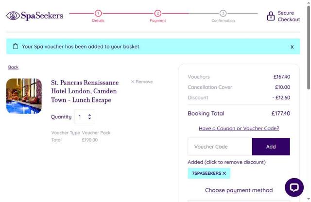 SpaSeekers checkout page showing SpaSeekers promo code box | Screenshot taken by SimplyCodes community member on Jun 7, 2025