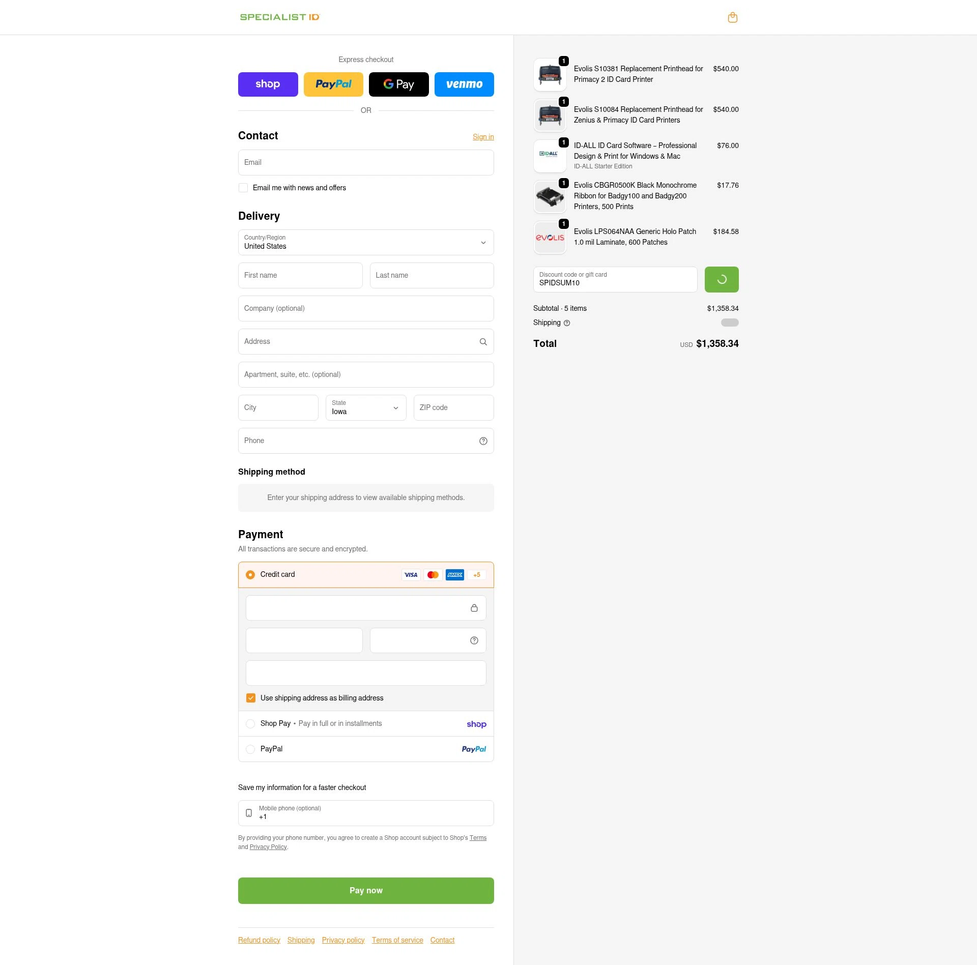 Specialist ID checkout page showing Specialist ID discount code box | Screenshot taken by SimplyCodes community member on Feb 5, 2026