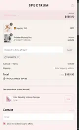 Spectrum Collections coupon verification screenshot