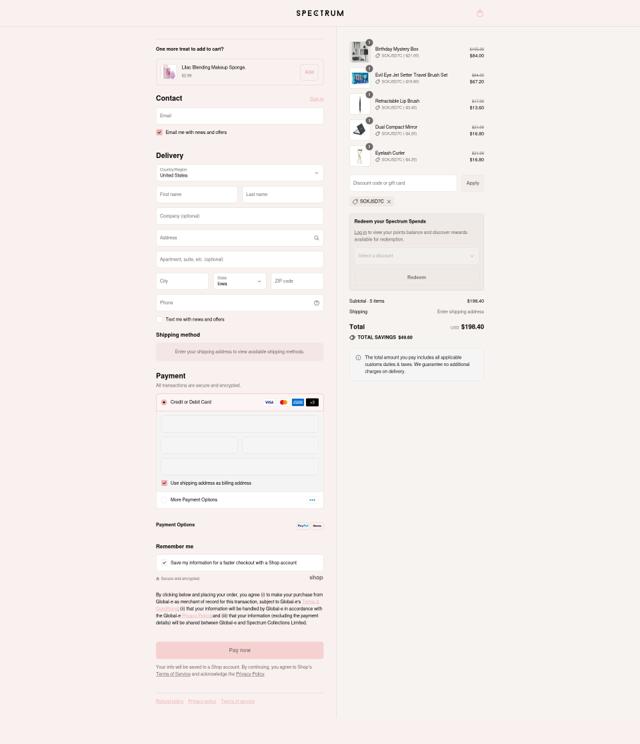 Spectrum Collections checkout page showing Spectrum Collections promo code box | Screenshot taken by SimplyCodes community member on Sep 12, 2025