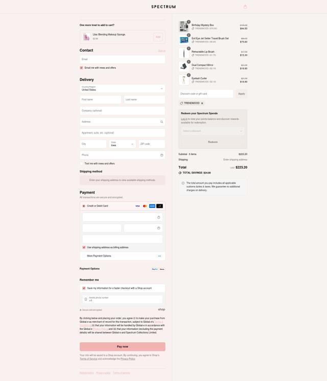 Spectrum Collections checkout page showing Spectrum Collections promo code box | Screenshot taken by SimplyCodes community member on Sep 12, 2025