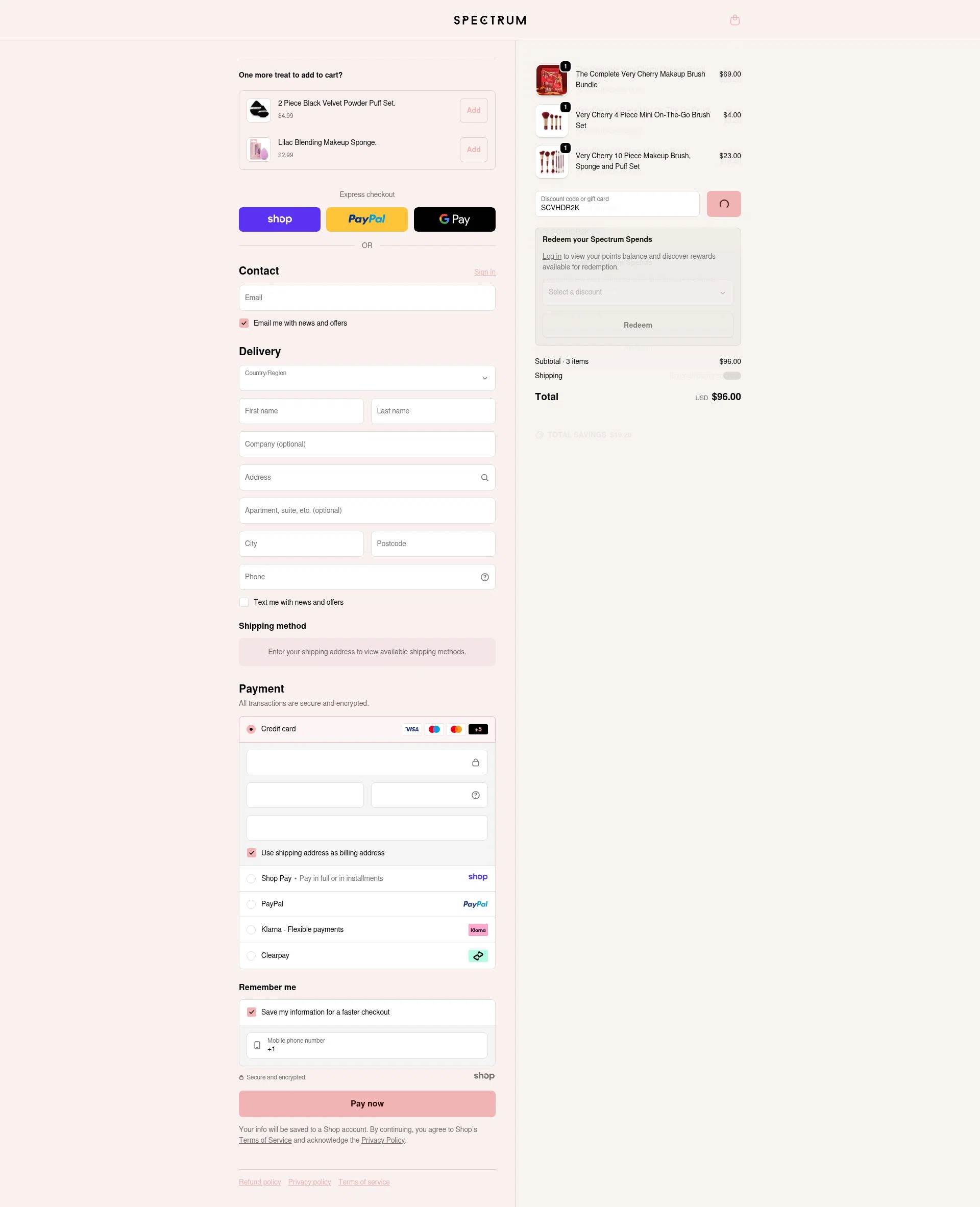 Spectrum Collections checkout page showing Spectrum Collections promo code box | Screenshot taken by SimplyCodes community member on Dec 24, 2025