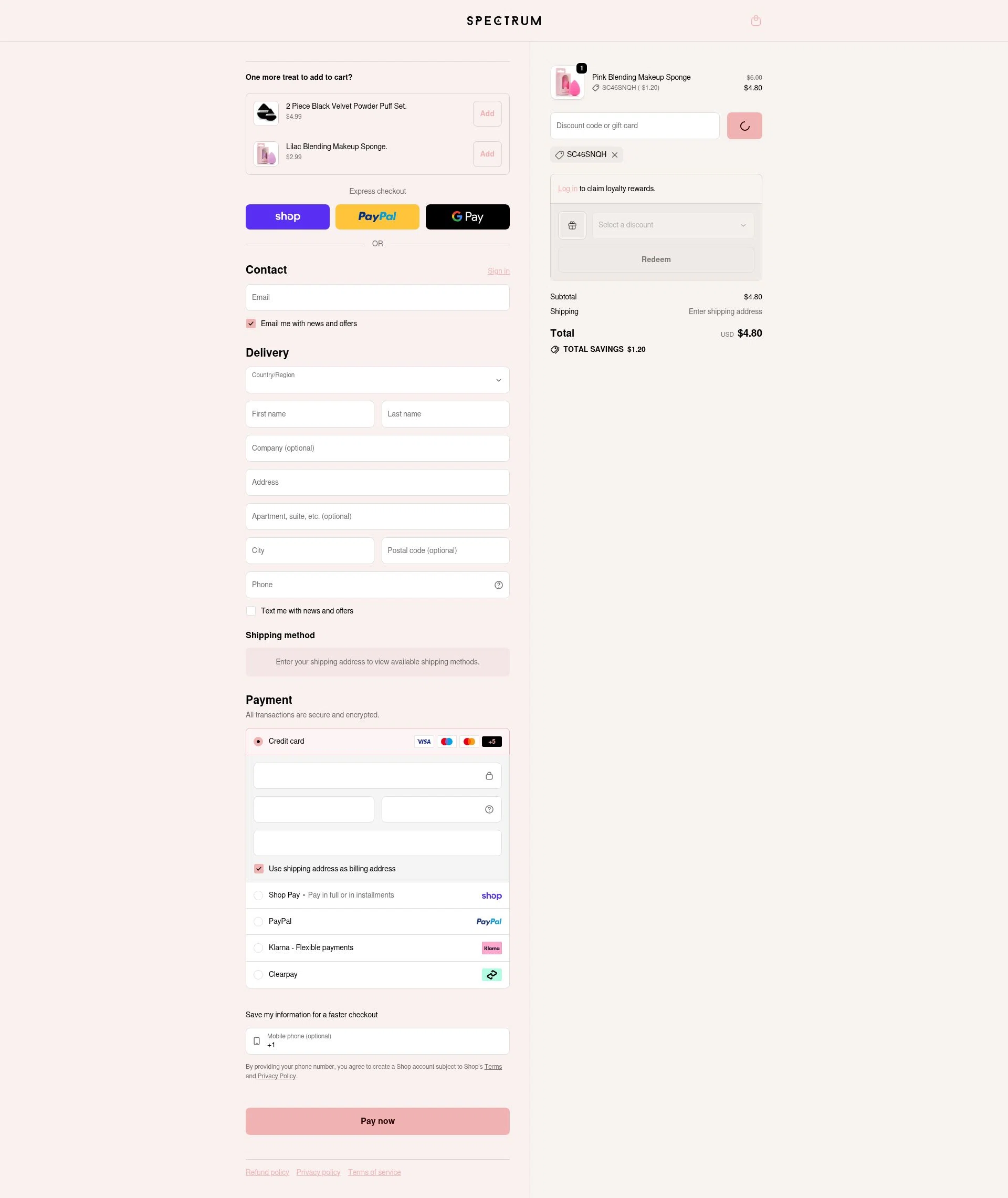 Spectrum Collections checkout page showing Spectrum Collections promo code box | Screenshot taken by SimplyCodes community member on Feb 23, 2026