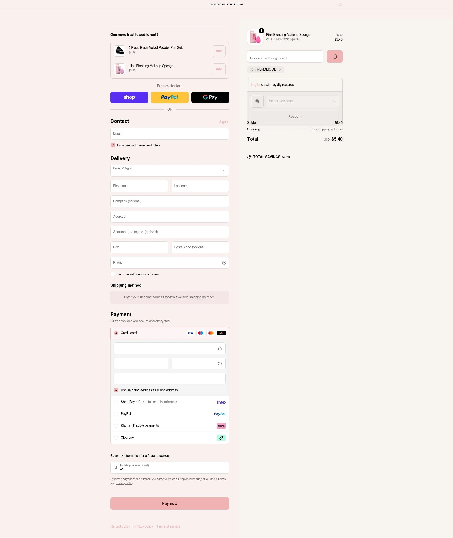 Spectrum Collections checkout page showing Spectrum Collections promo code box | Screenshot taken by SimplyCodes community member on Feb 23, 2026