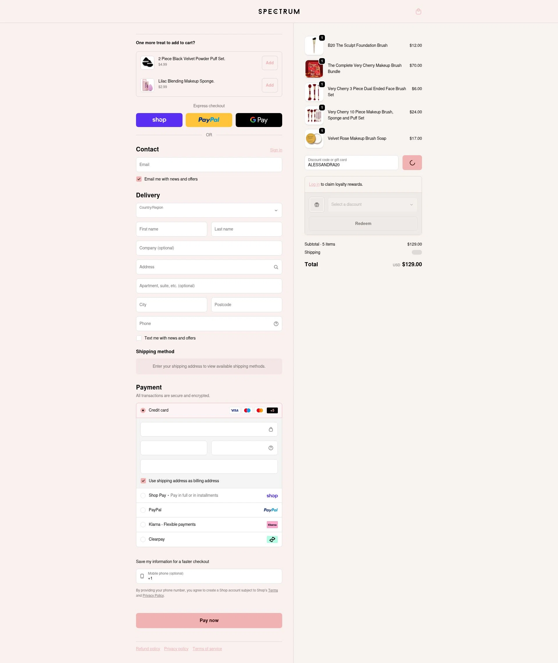 Spectrum Collections checkout page showing Spectrum Collections promo code box | Screenshot taken by SimplyCodes community member on Feb 5, 2026