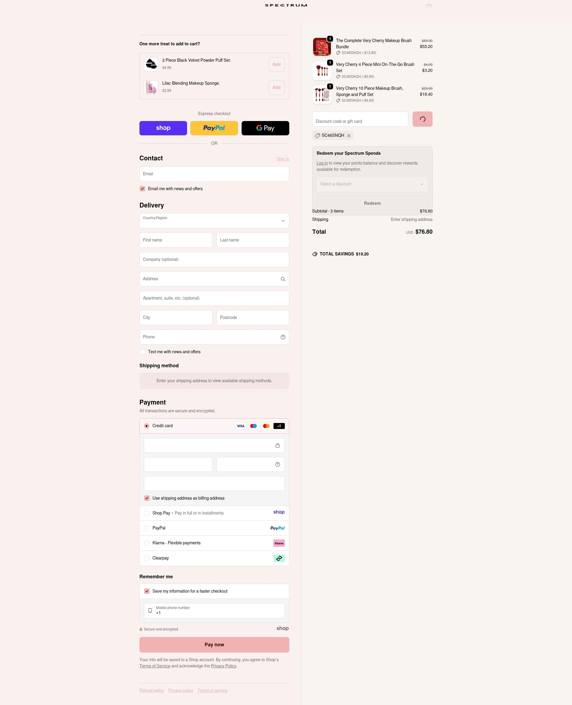 Spectrum Collections checkout page showing Spectrum Collections promo code box | Screenshot taken by SimplyCodes community member on Dec 24, 2025