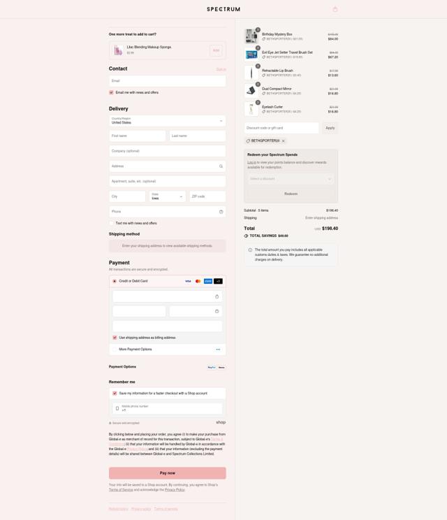 Spectrum Collections checkout page showing Spectrum Collections promo code box | Screenshot taken by SimplyCodes community member on Sep 12, 2025