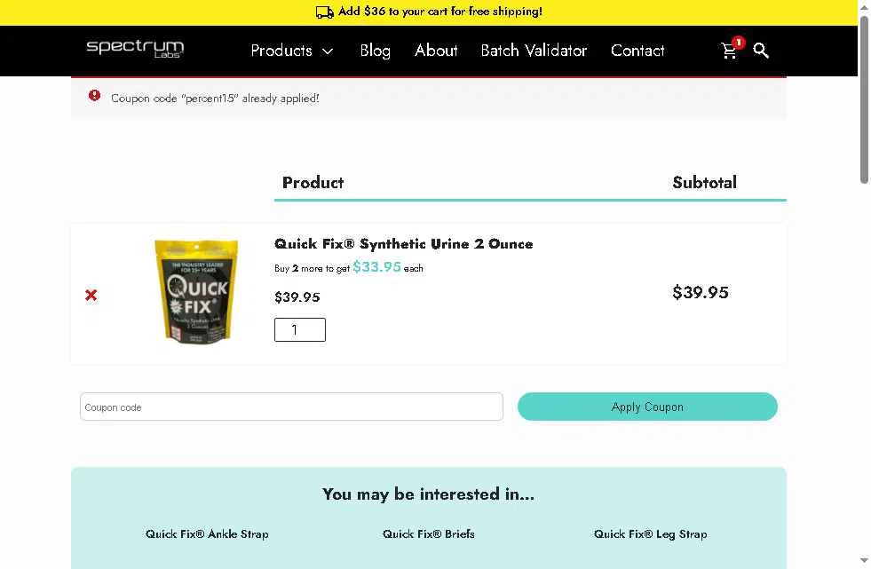 Spectrum Labs checkout page showing Spectrum Labs coupon code box | Screenshot taken by SimplyCodes community member on Oct 11, 2025