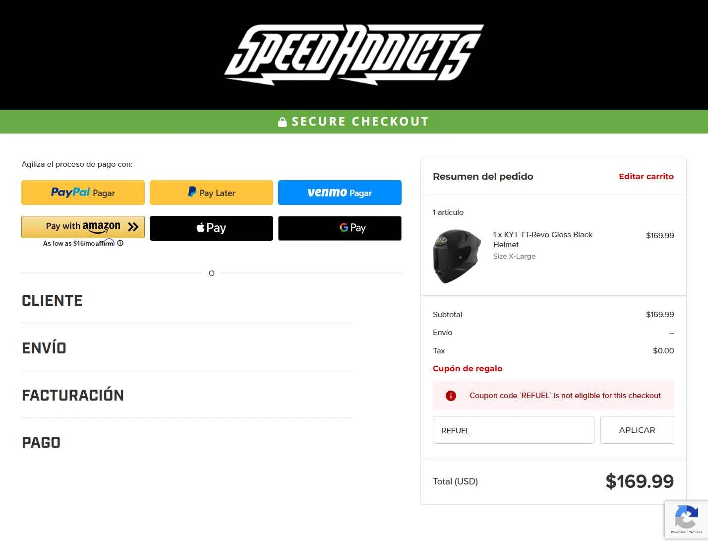 Speed Addicts checkout page showing Speed Addicts discount code box | Screenshot taken by SimplyCodes community member on Nov 5, 2025