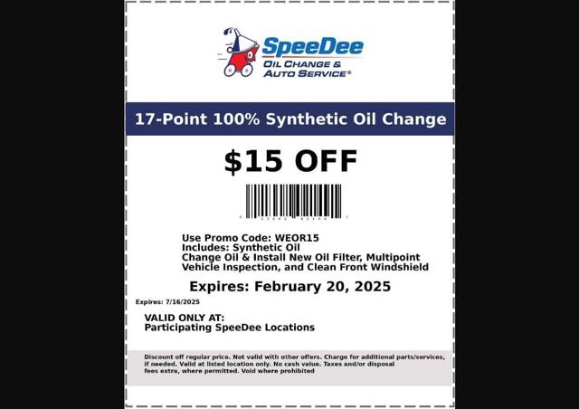 SpeeDee Oil Change checkout page showing SpeeDee Oil Change promo code box | Screenshot taken by SimplyCodes community member on Jul 3, 2025