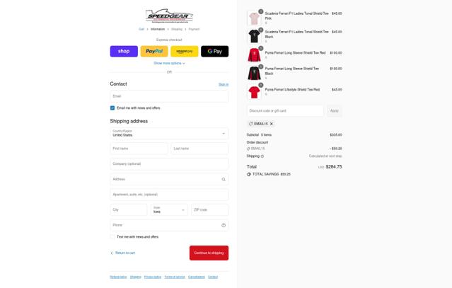 Speedgear checkout page showing Speedgear promo code box | Screenshot taken by SimplyCodes community member on Sep 11, 2025